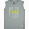 Gini And Jony Boys Grey Typographic Print Cotton Sando Sleeveless