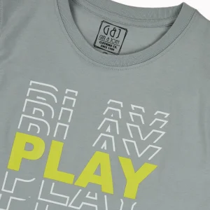Gini And Jony Boys Grey Typographic Print Cotton Sando Sleeveless