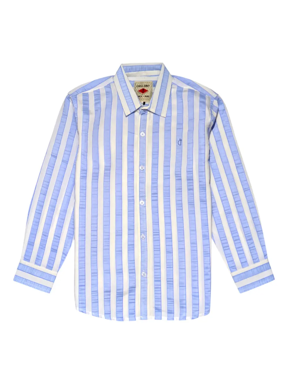 Gini And Jony Boys Blue Stripes Cotton Shirt Full Sleeves