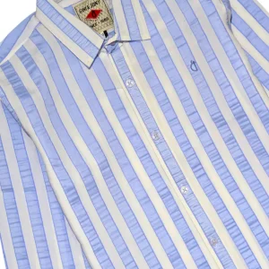 Gini And Jony Boys Blue Stripes Cotton Shirt Full Sleeves