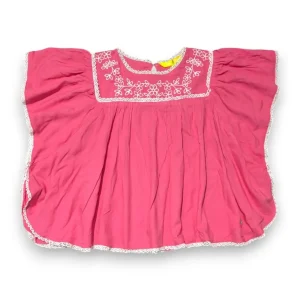 Gini And Jony Girls Pink Floral Print Cotton Woven Top Cap Sleeves 9-10 Years
