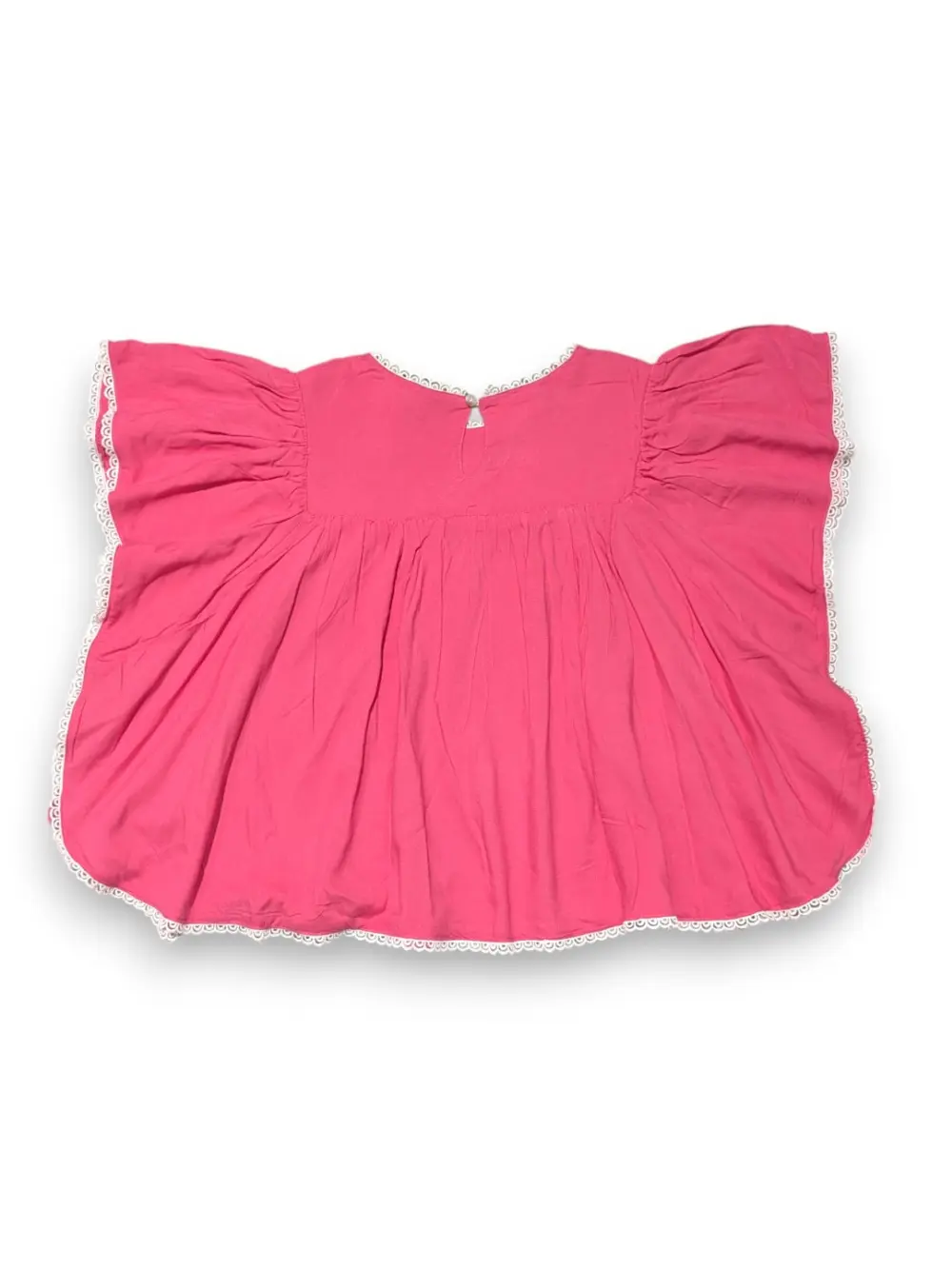 Gini And Jony Girls Pink Floral Print Cotton Woven Top Cap Sleeves 9-10 Years