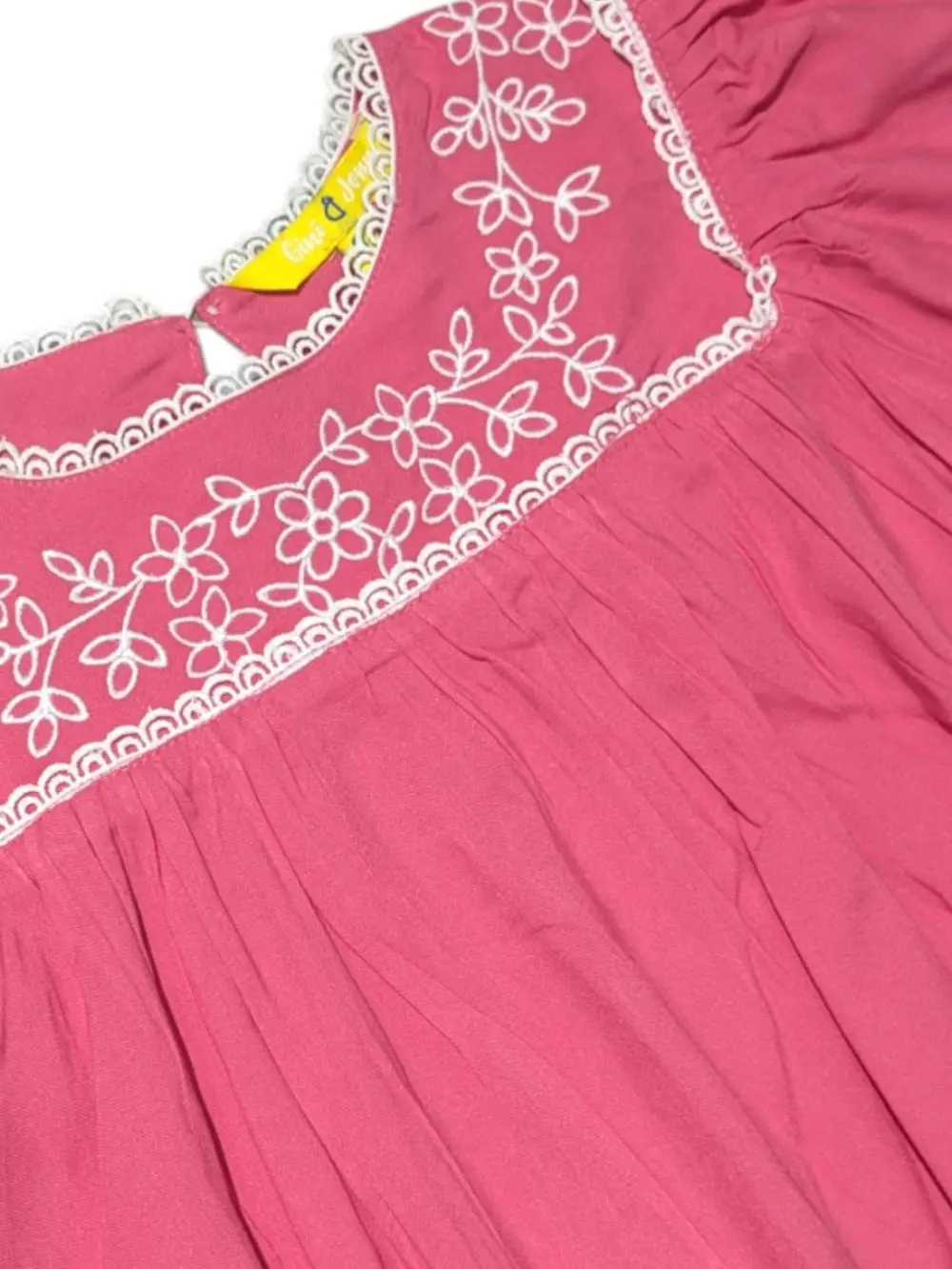 Gini And Jony Girls Pink Floral Print Cotton Woven Top Cap Sleeves 9-10 Years