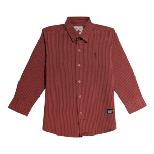 Gini And Jony Boys Red Stripes Cotton Shirt Full Sleeves