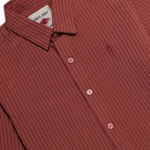 Gini And Jony Boys Red Stripes Cotton Shirt Full Sleeves