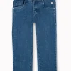 Gini And Jony Girls Blue Solid Denim Capri Fixed Waist