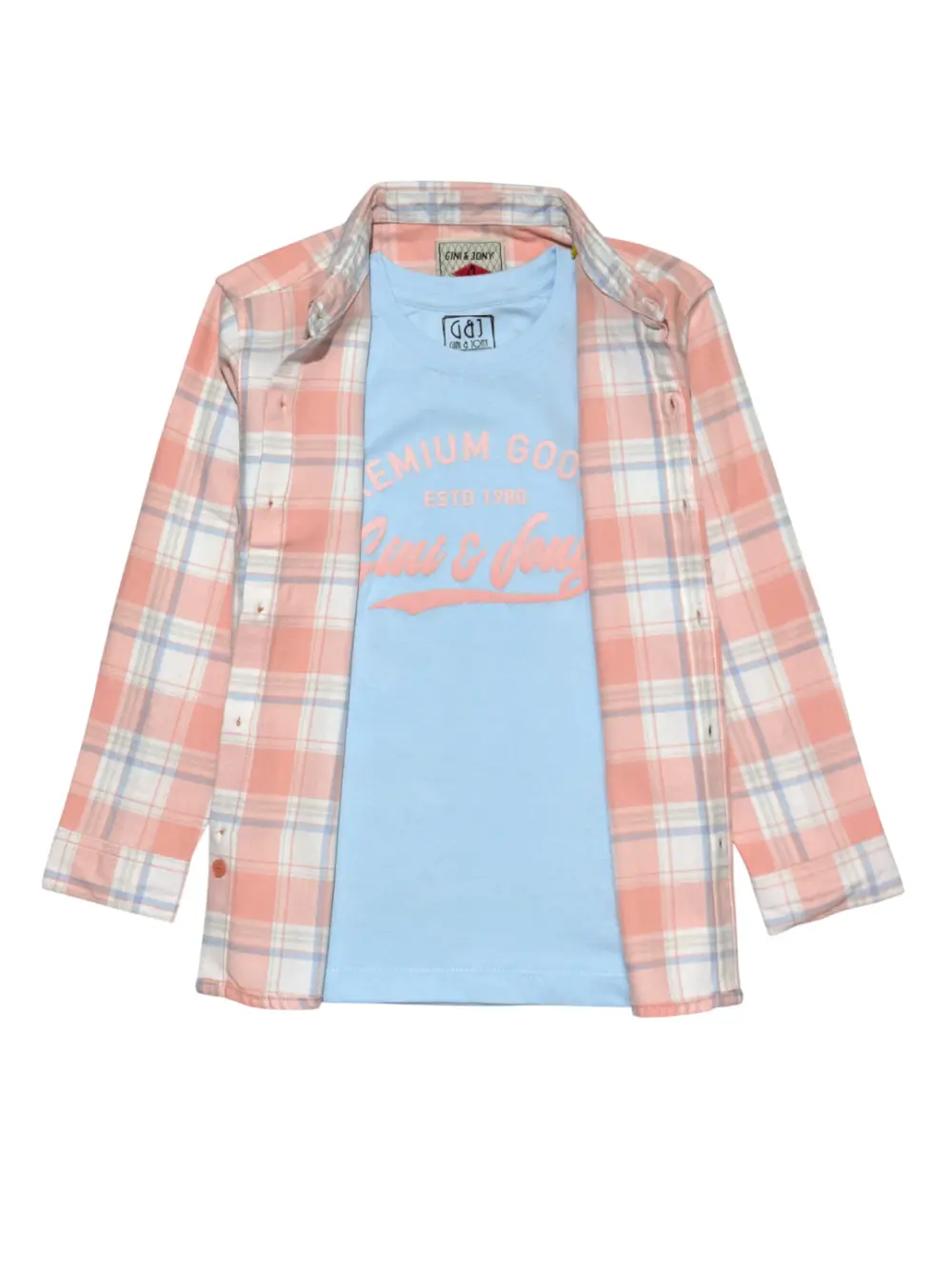 Gini And Jony Boys Pink Checks Cotton Shirt Full Sleeves