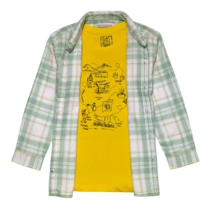 Gini And Jony Boys Green Checks Cotton Shirt Full Sleeves