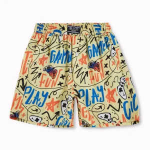 Gini And Jony Boys Yellow Graffiti Print Cotton Boxer Shorts Elasticated