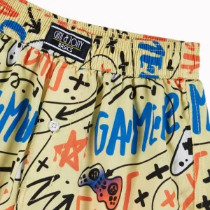 Gini And Jony Boys Yellow Graffiti Print Cotton Boxer Shorts Elasticated