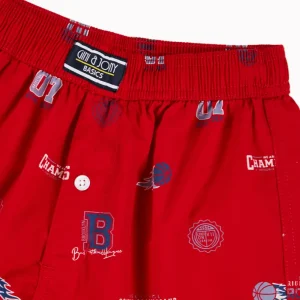 Gini And Jony Boys Red Conversational Print Cotton Boxer Shorts Elasticated