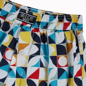 Gini And Jony Boys Blue Geometric Print Cotton Boxer Shorts Elasticated