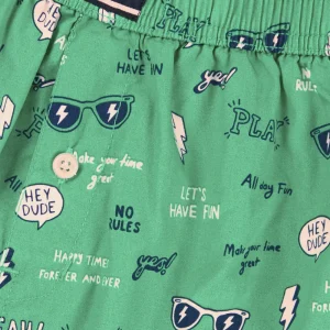 Gini And Jony Boys Green Conversational Print Cotton Boxer Shorts Elasticated