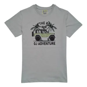 Gini And Jony Boys Grey Graphic Print Cotton T-Shirt Half Sleeves
