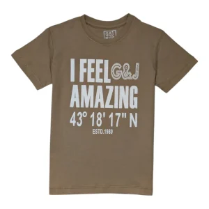 Gini And Jony Boys Brown Typographic Print Cotton T-Shirt Half Sleeves
