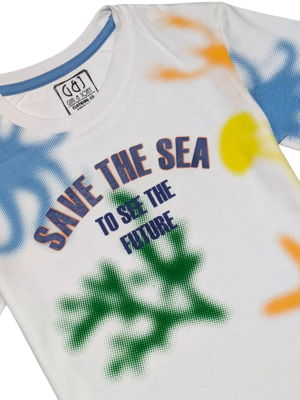 Gini And Jony Boys White Abstract Print Cotton T-Shirt Half Sleeves
