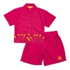 Gini And Jony Girls Dark Pink Embroidery Cotton Cordinate Half Sleeves 9-10 Years