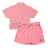 Gini And Jony Girls Pink Embroidery Cotton Cordinate Half Sleeves 9-10 Years