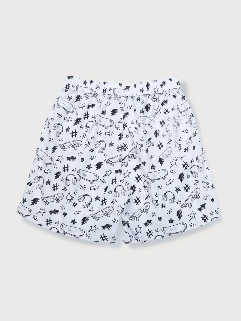 Palm Tree Boys White Conversational Print Cotton Shorts Elasticated