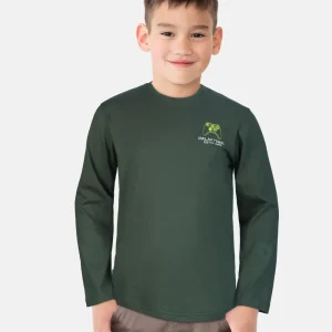 Palm Tree Boys Olive Graphic Print Cotton T-Shirt Full Sleeves