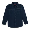 Palm Tree Boys Blue Solid Denim Shirt Full Sleeves 13-14Y