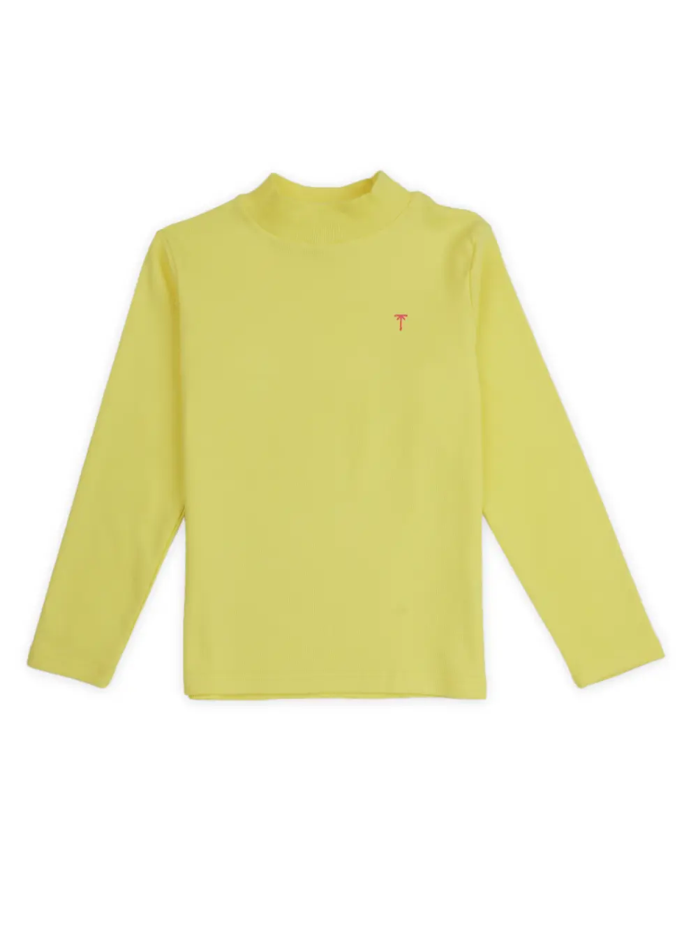 Palm Tree Girls Yellow Solid Cotton Skivvy Full Sleeves 9-10 Years