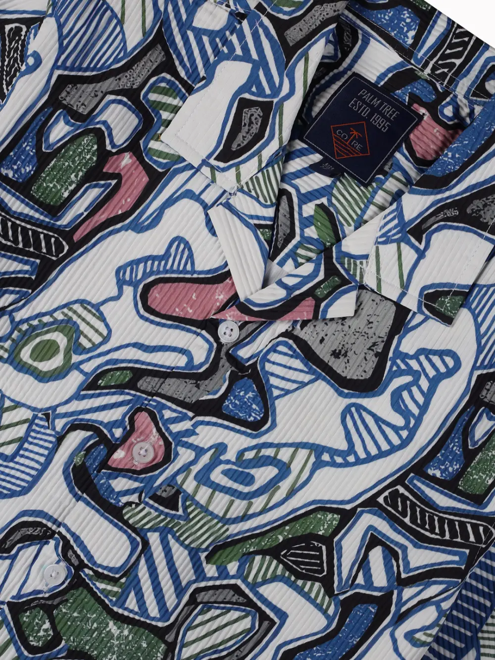Palm Tree Boys White Abstract Print Polyster Co-Ordinate Half Sleeves