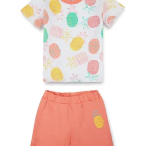 Gj Baby Boys Off White Graphic Print Cotton Baby Set Half Sleeve