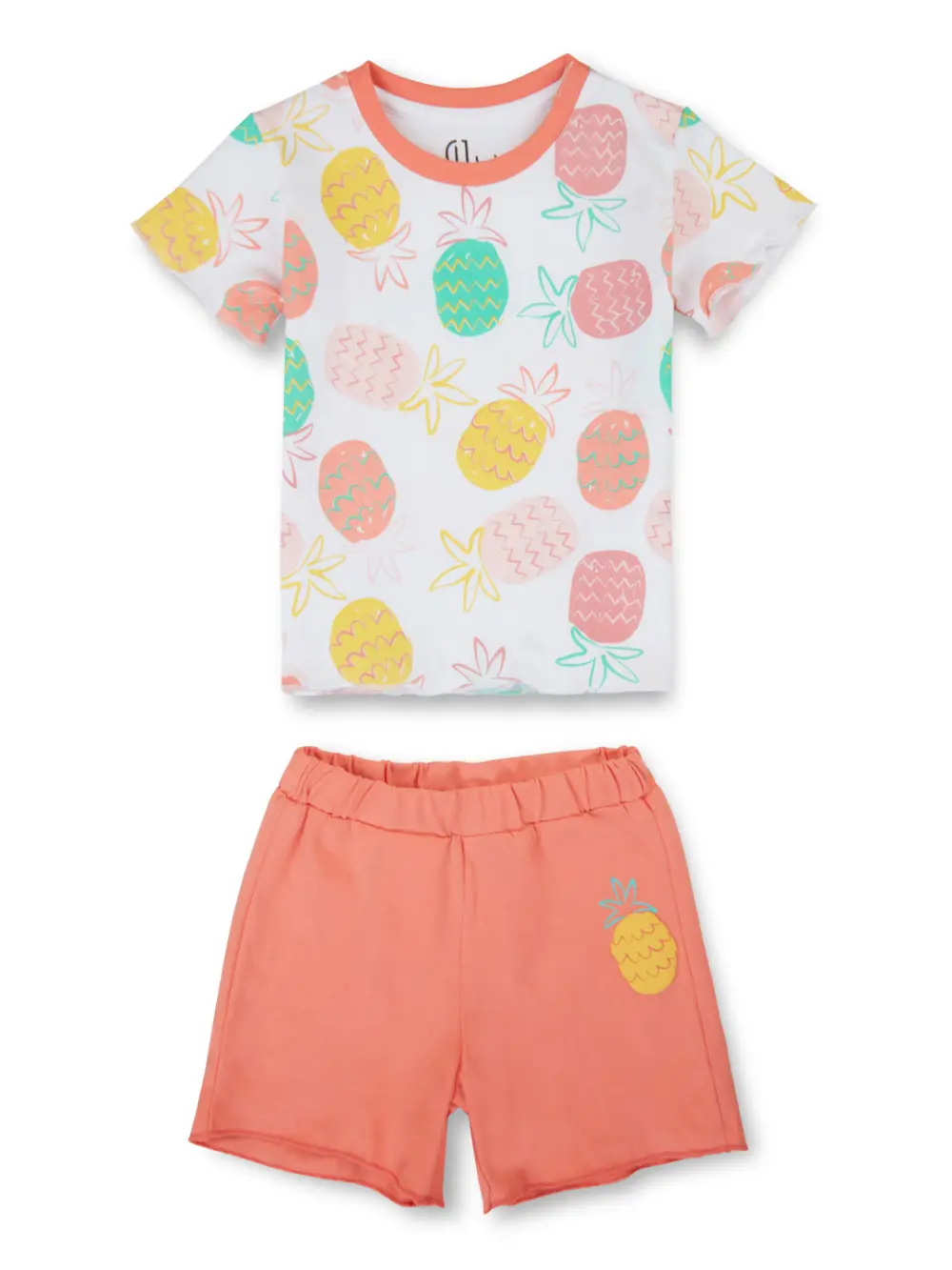 Gj Baby Boys Off White Graphic Print Cotton Baby Set Half Sleeve