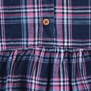 Gj Baby Girls Navy Checks Cotton Co-Ordinate Half Sleeves