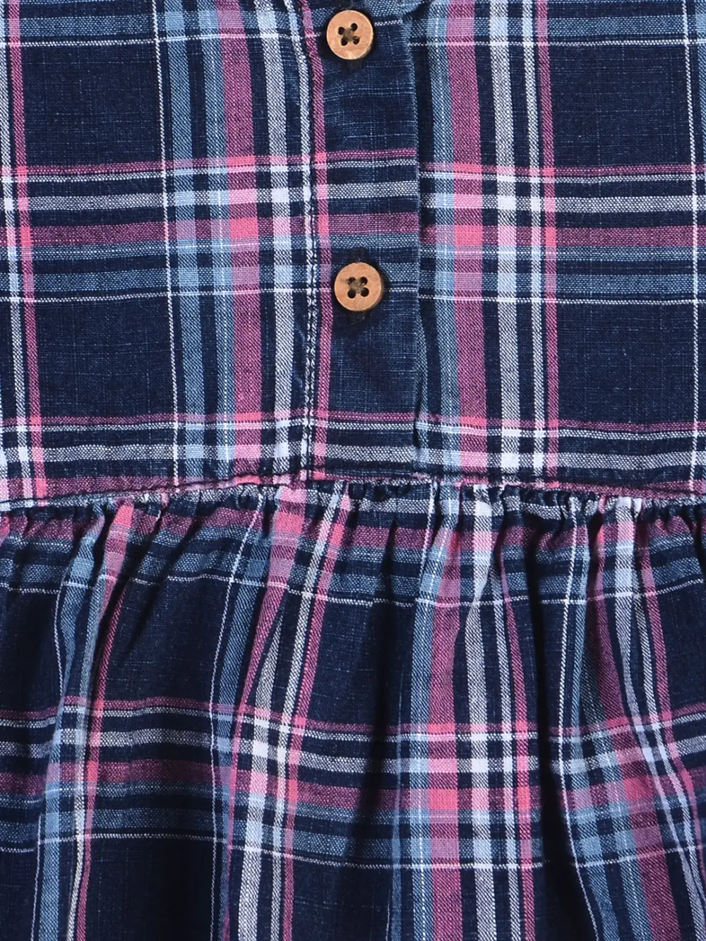 Gj Baby Girls Navy Checks Cotton Co-Ordinate Half Sleeves