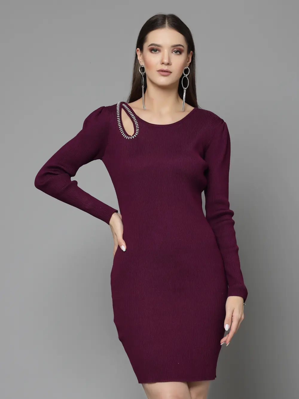 Bodycon Dress With Shoulder Cutout