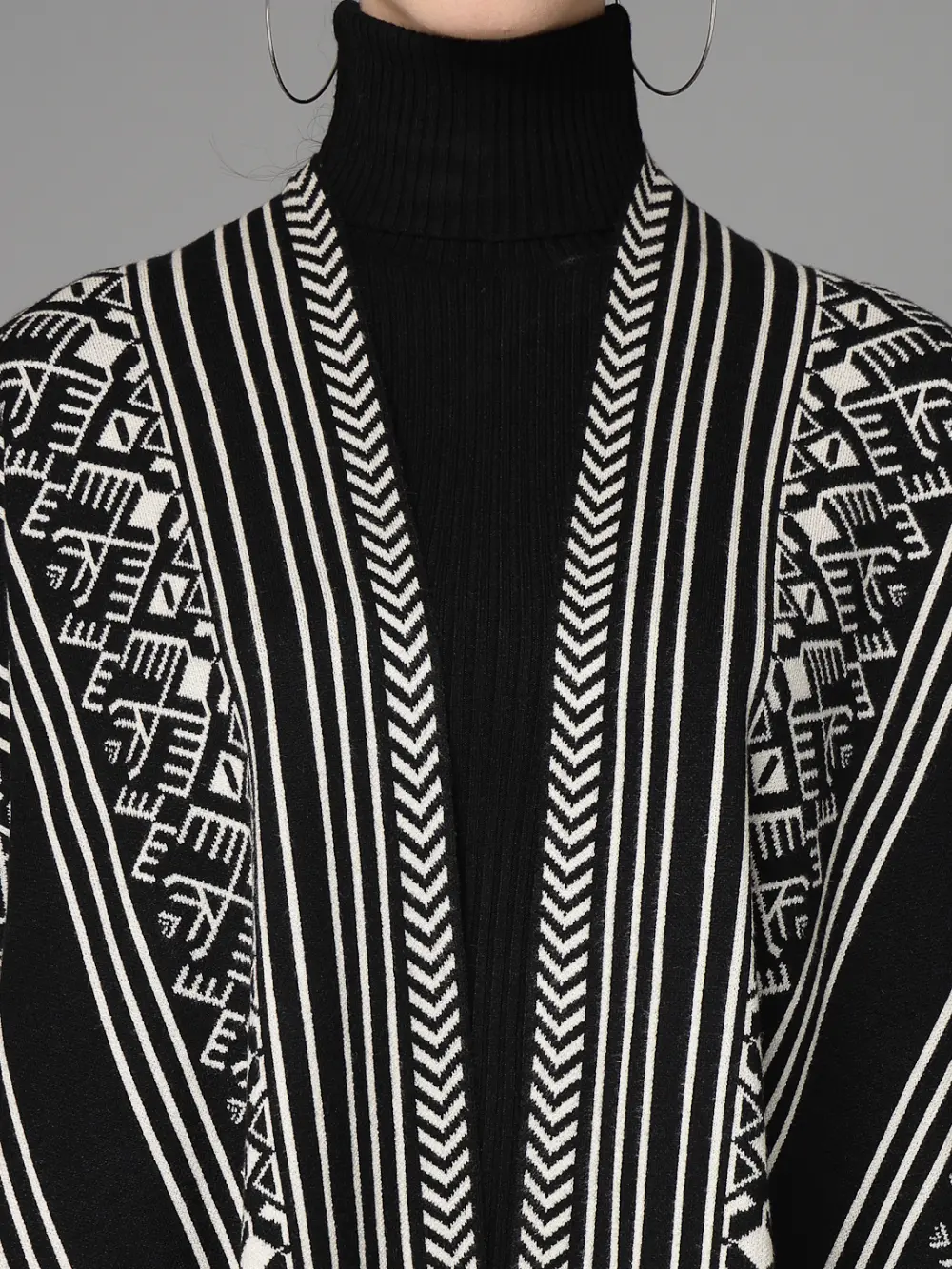 Geometric Printed Longline Poncho