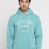 Mens Printed Round Neck Hooded Sweatshirt