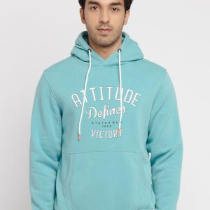 Mens Printed Round Neck Hooded Sweatshirt