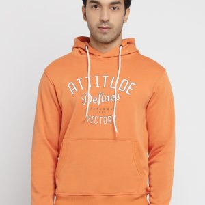 Mens Printed Round Neck Hooded Sweatshirt
