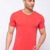 Status Quo Men'S Solid Slim Fit V-Neck T-Shirt