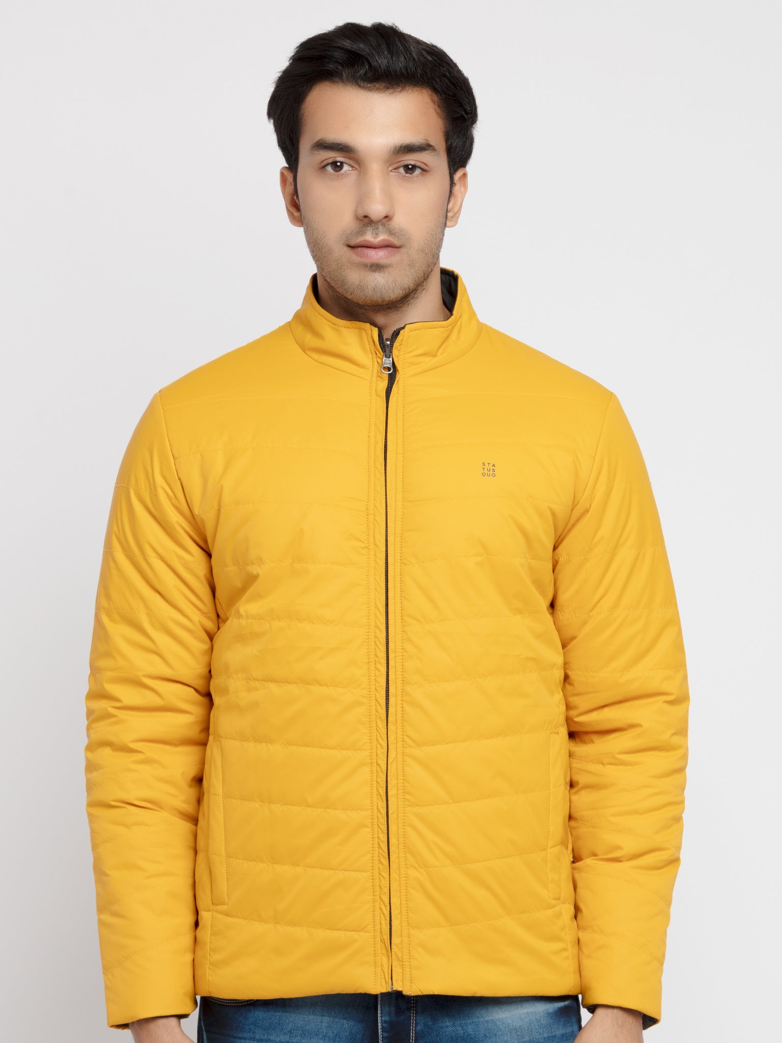 Mens Solid Quilted Reversible Jacket