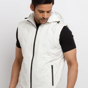 Status Quo Men'S Quilted Hooded Sleeveless Jacket