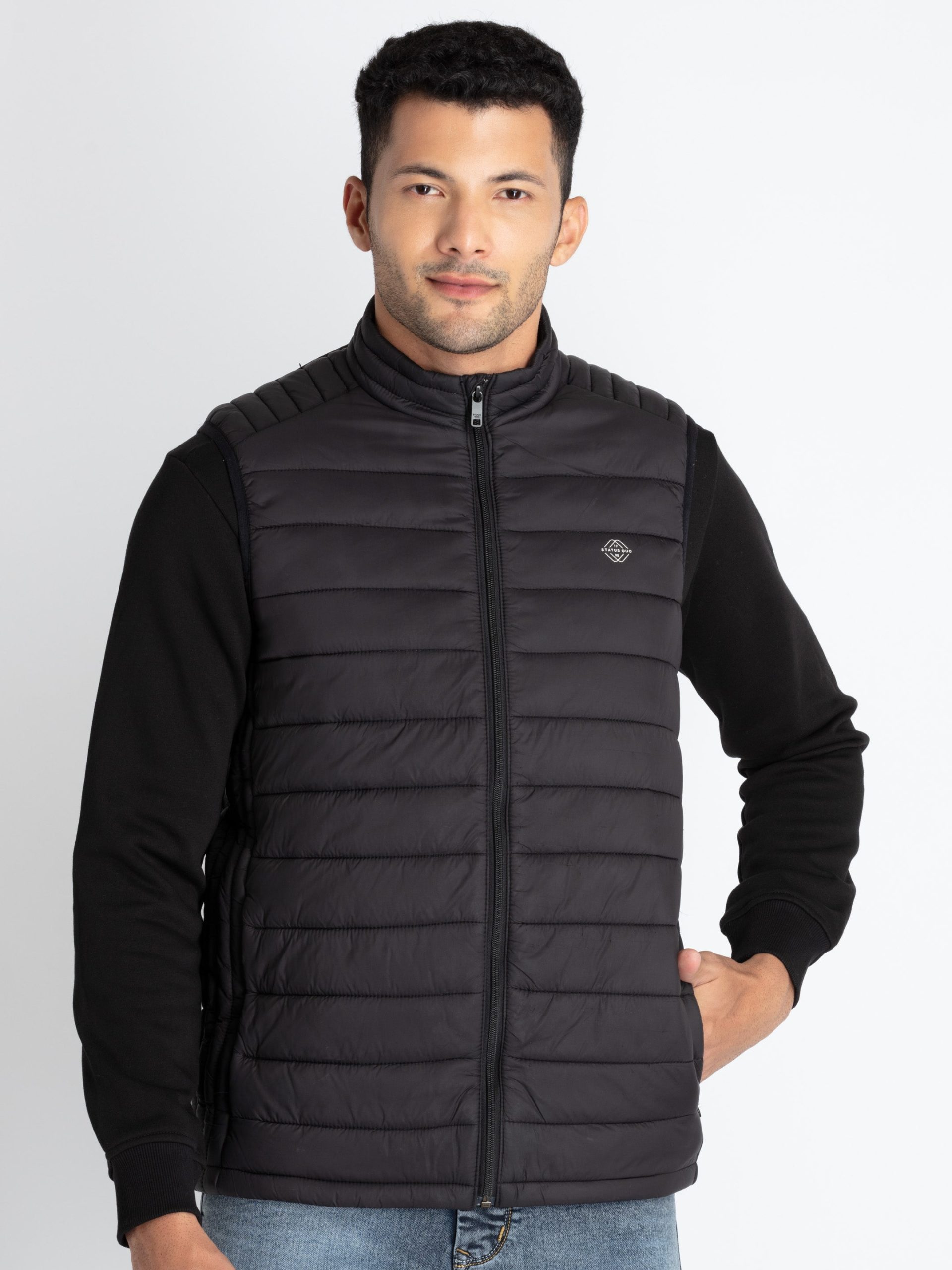 Mens Quilted High Neck Sleeveless Jacket