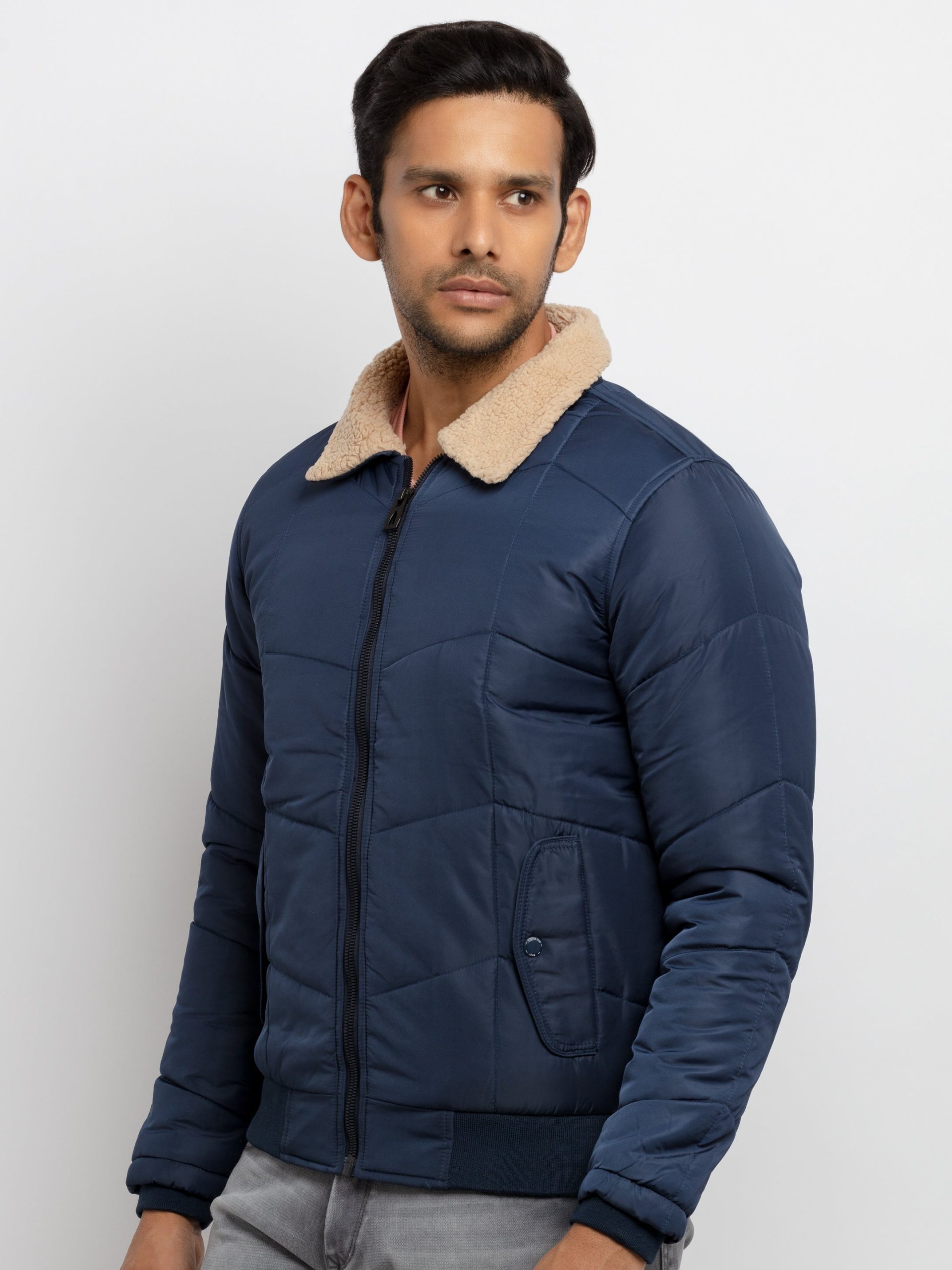 Mens Quilted Collar Neck Jacket