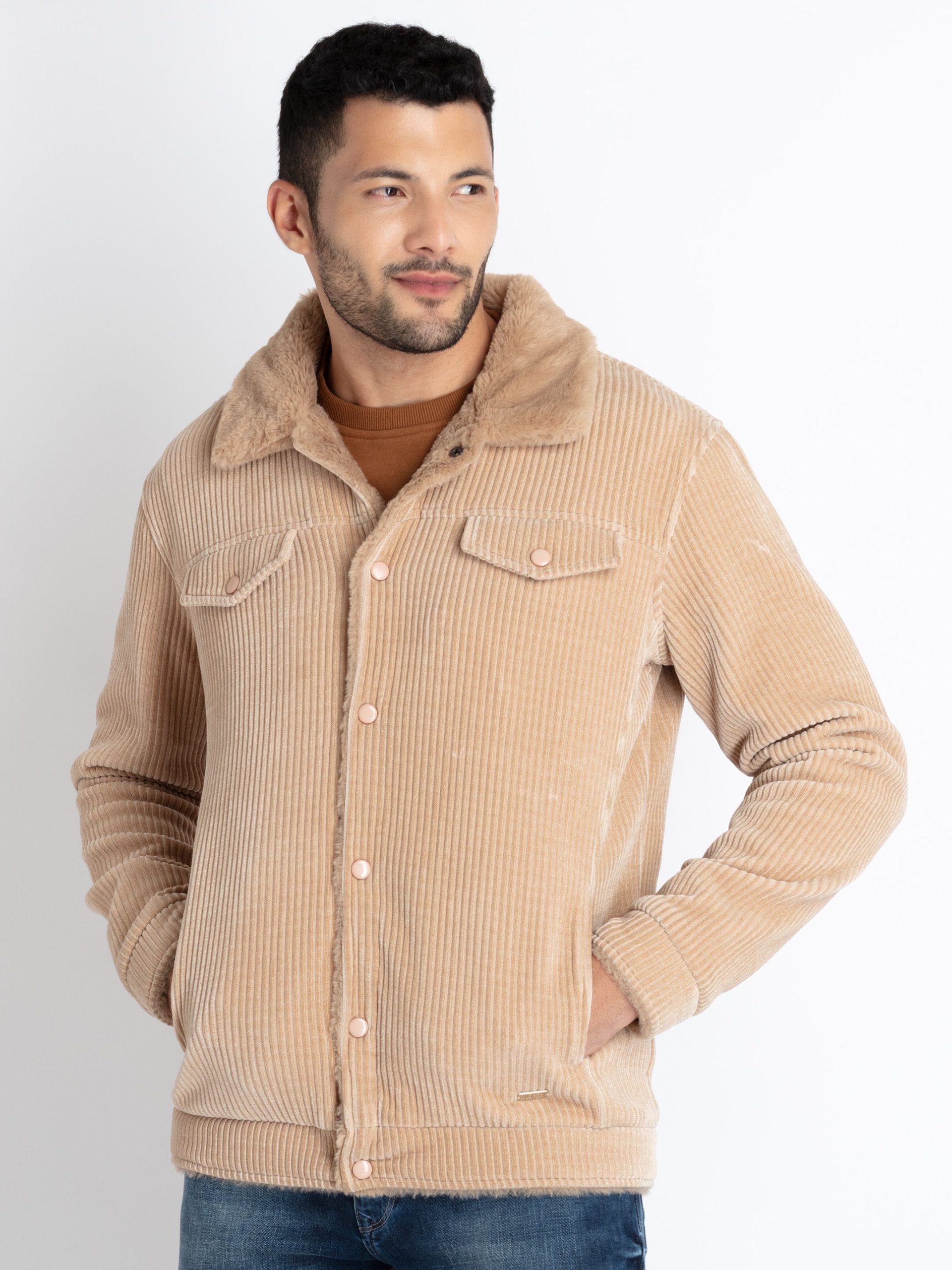 Status Quo Men'S Corduroy Spread Collar Jacket