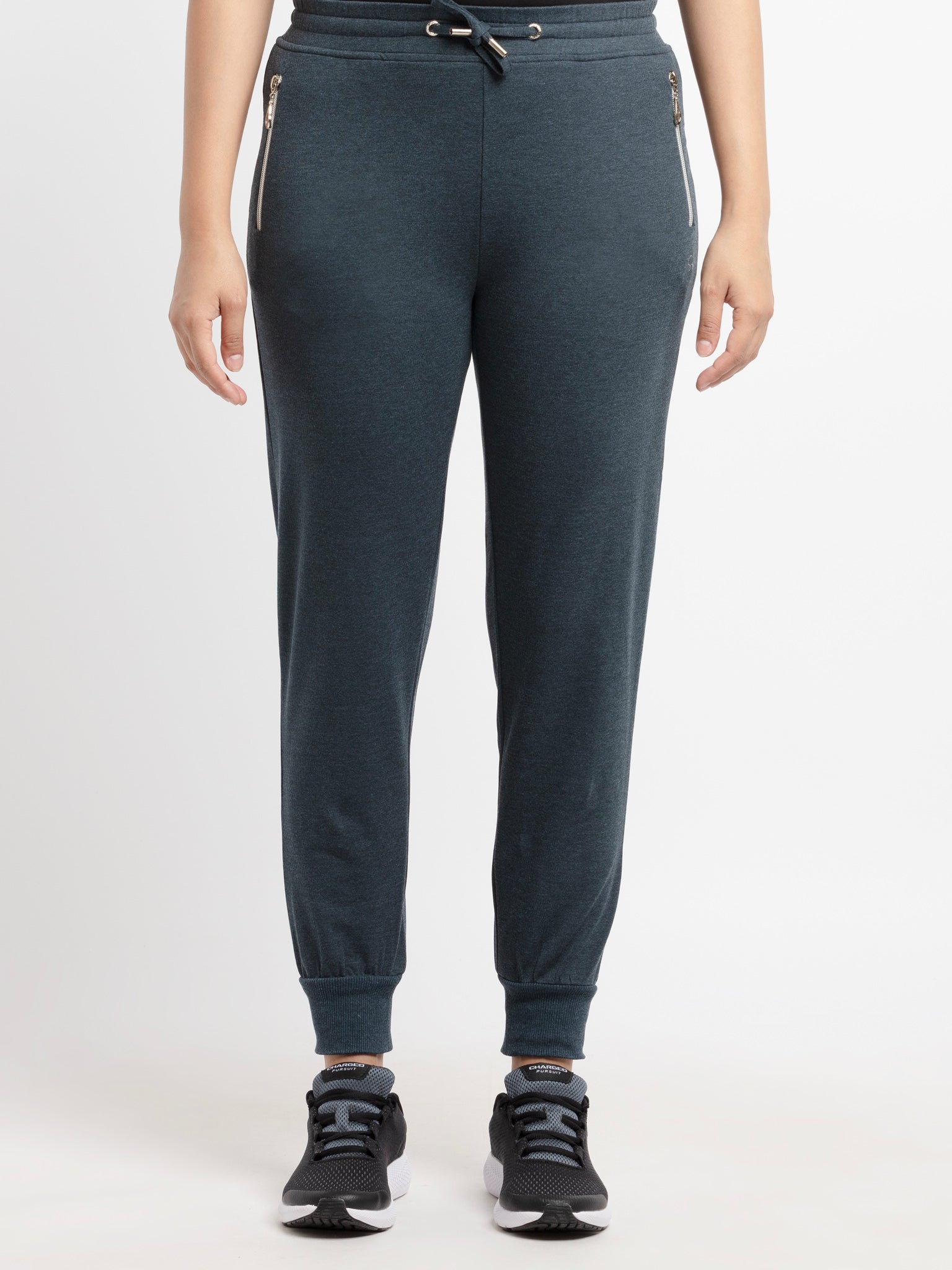 Womens Solid Regular Fit Joggers