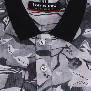Status Quo Boys Abstract Print Polo Collar Half Sleeves Regular Fit Tshirt