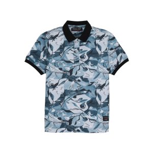 Status Quo Boys Abstract Print Polo Collar Half Sleeves Regular Fit Tshirt
