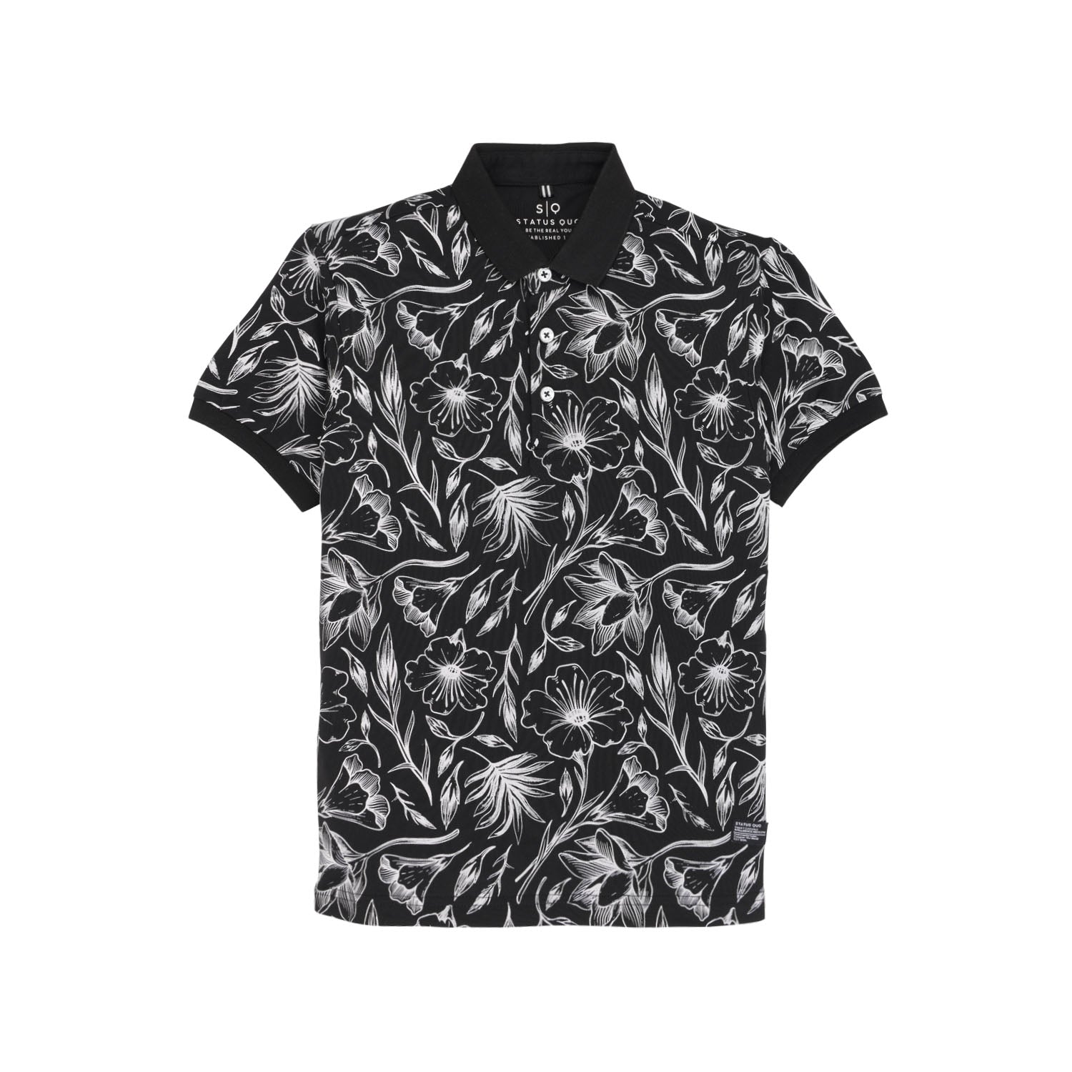 Status Quo Boys Graphic Print Polo Collar Half Sleeves Regular Fit Tshirt