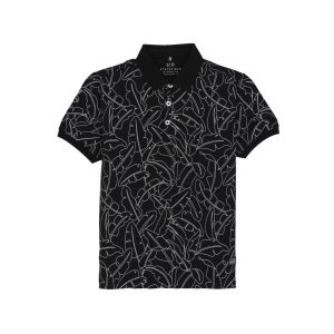 Status Quo Boys Abstract Print Polo Collar Half Sleeves Regular Fit Tshirt