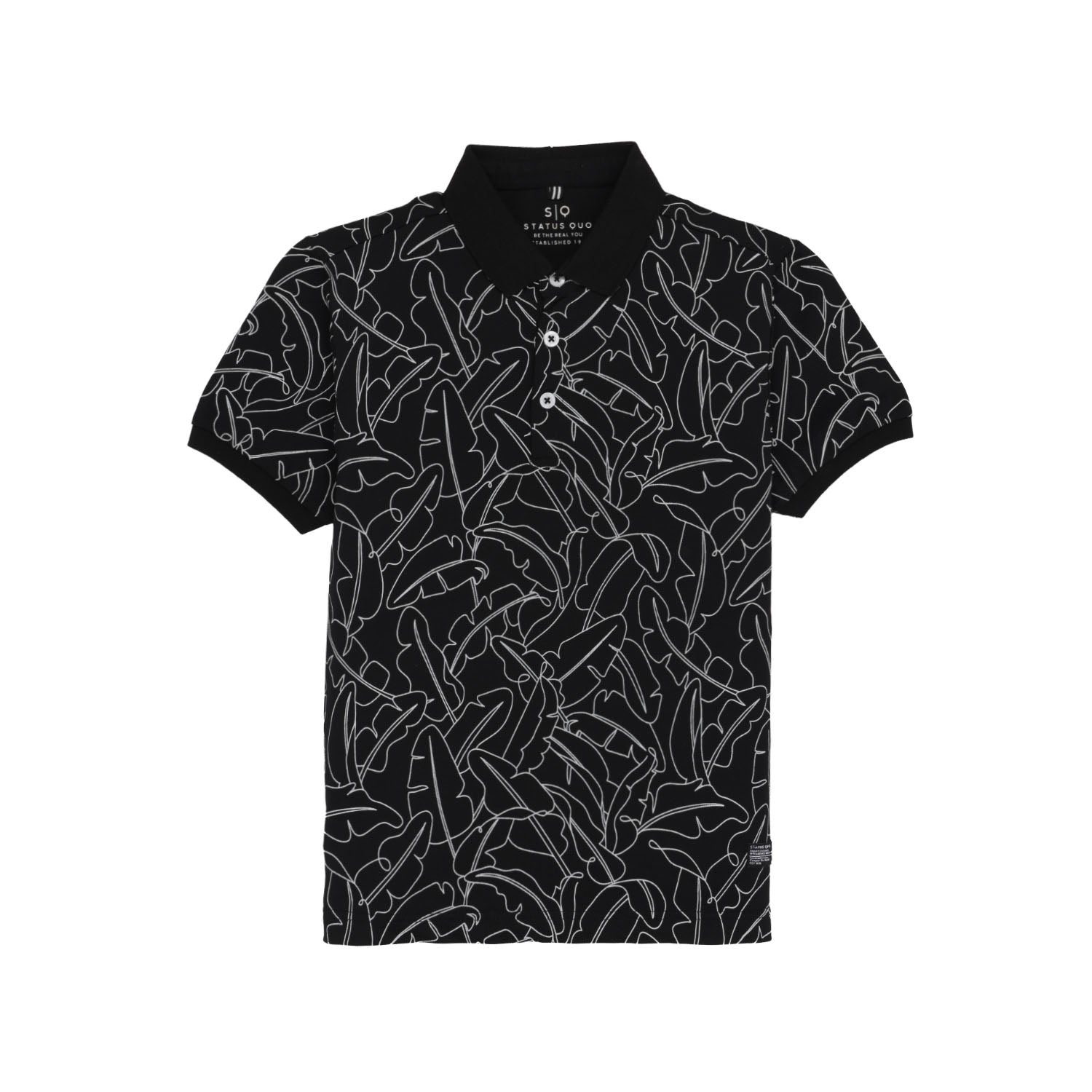 Status Quo Boys Abstract Print Polo Collar Half Sleeves Regular Fit Tshirt