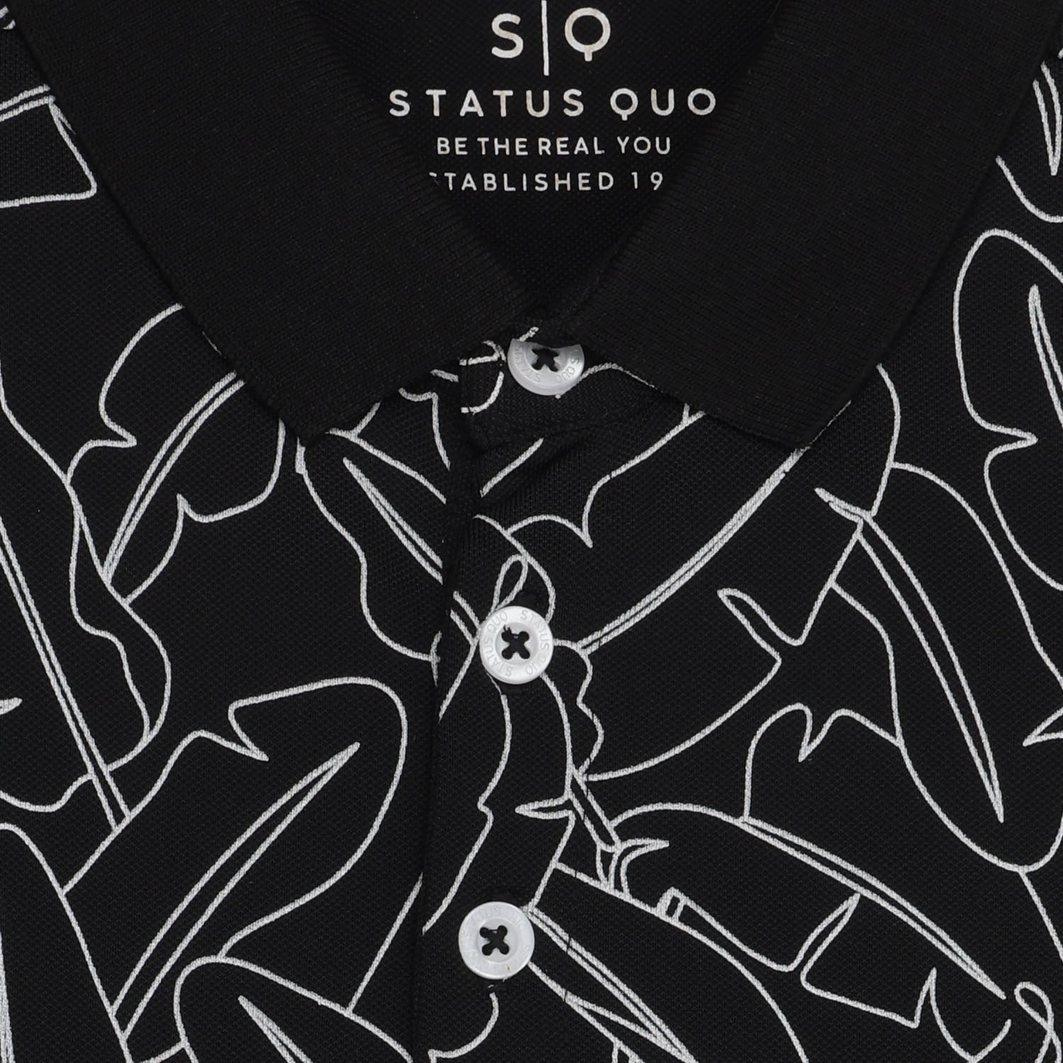 Status Quo Boys Abstract Print Polo Collar Half Sleeves Regular Fit Tshirt