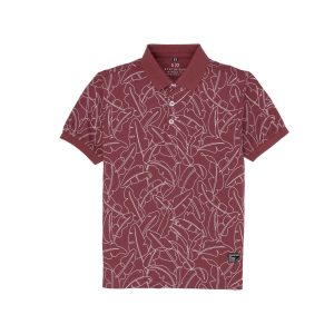 Status Quo Boys Abstract Print Polo Collar Half Sleeves Regular Fit Tshirt